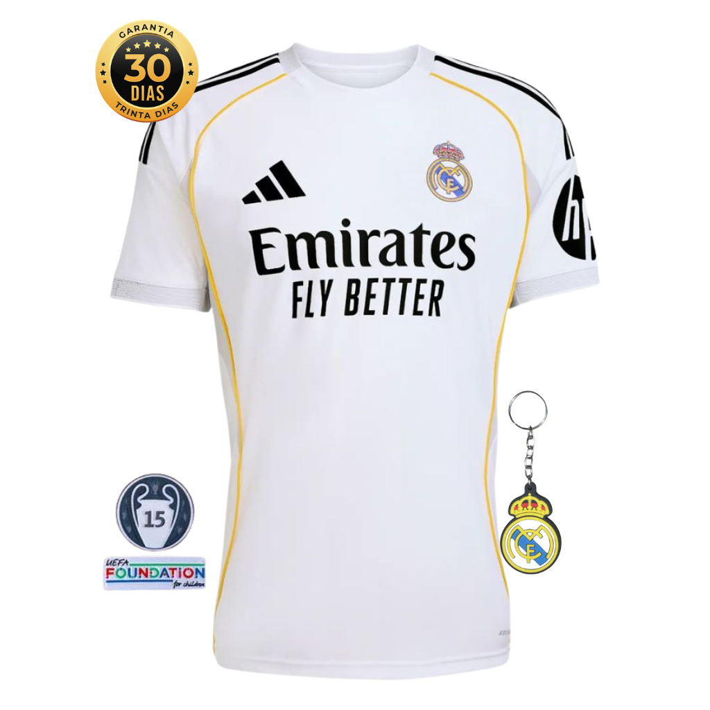 CAMISETA REAL MADRID I 25/26 HOMBRE - CON PARCHES CHAMPIONS LEAGUE - LANZAMIENTO