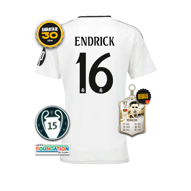 Camiseta Real Madrid Femenina Primera Equipación Blanca #16 ENDRICK 24/25 + 5 REGALOS 🎁