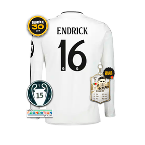 Camiseta Real Madrid Primera Equipación Blanca #16 ENDRICK 24/25 MANGA LARGA + 5 REGALOS 🎁