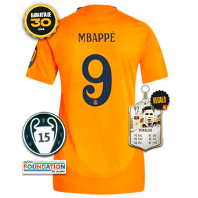 Camiseta Real Madrid Femenina Segunda Equipación Naranja #MBAPPÉ 9 24/25 + 5 REGALOS 🎁